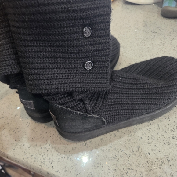 Black Knit Ugg Button Boots - Picture 4 of 6